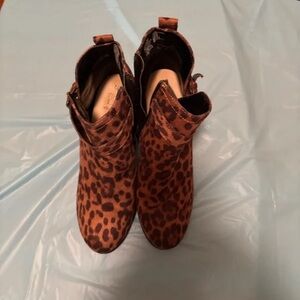 Time and Tru Leopard Print Ankle Boots